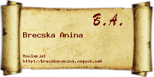 Brecska Anina névjegykártya
